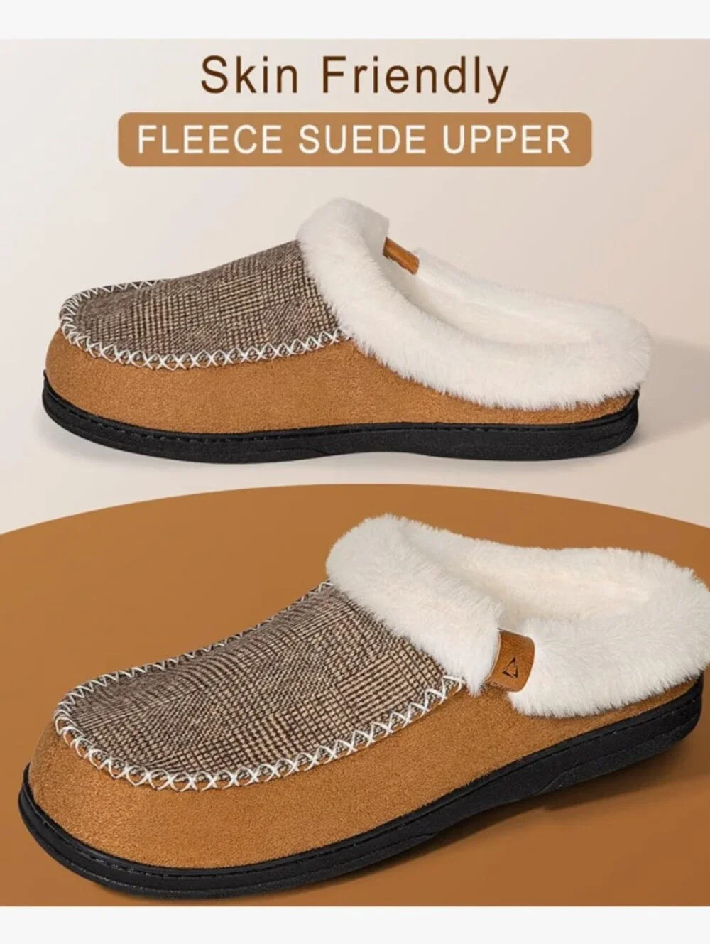 Mens Slippers Slip on Moccasin Indoor Memory Foam House Shoes Warm